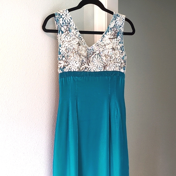 Vintage Dresses & Skirts - Stunning True Vintage Turquoise Velvet Dress XS